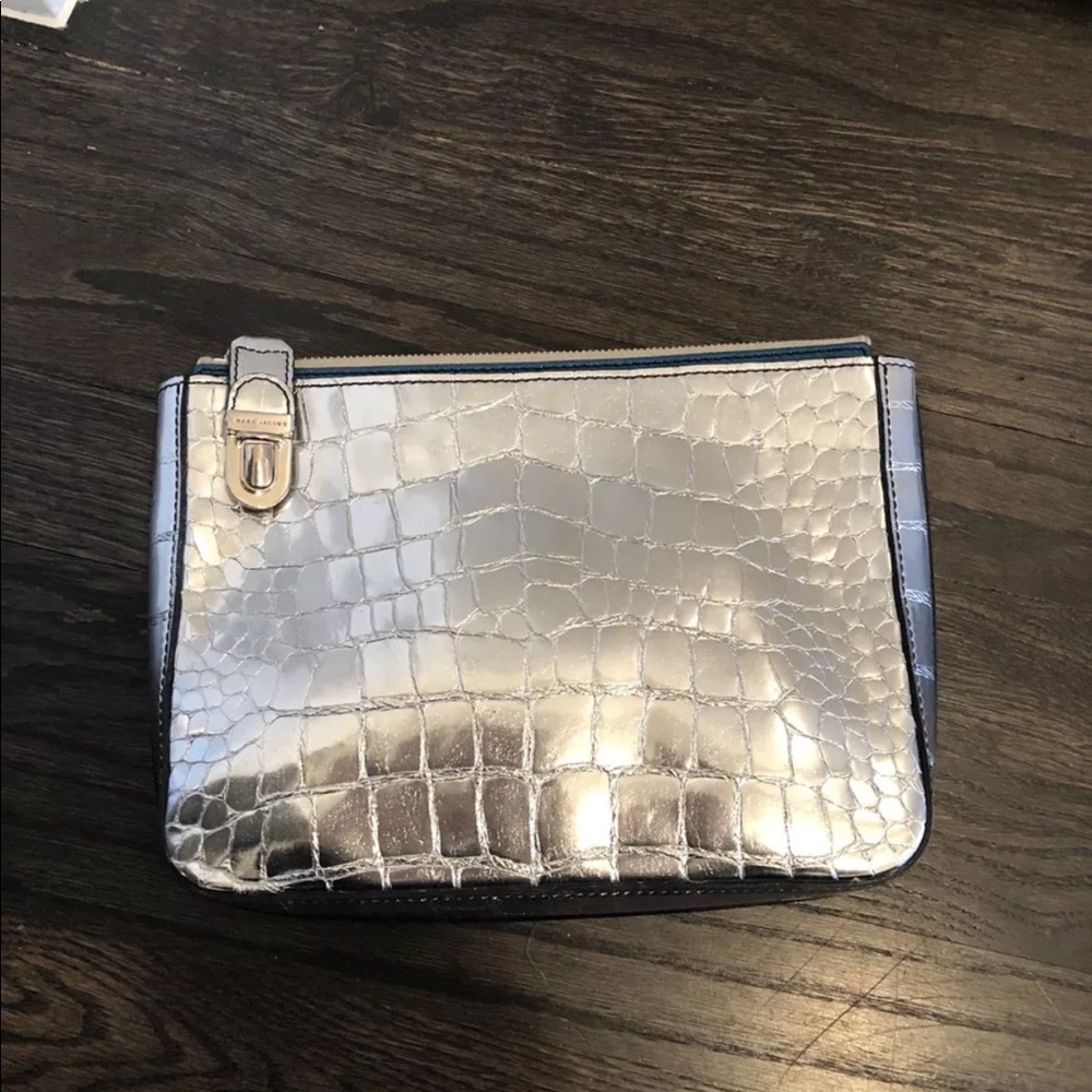 Marc Jacobs cosmic silver metallic clutch